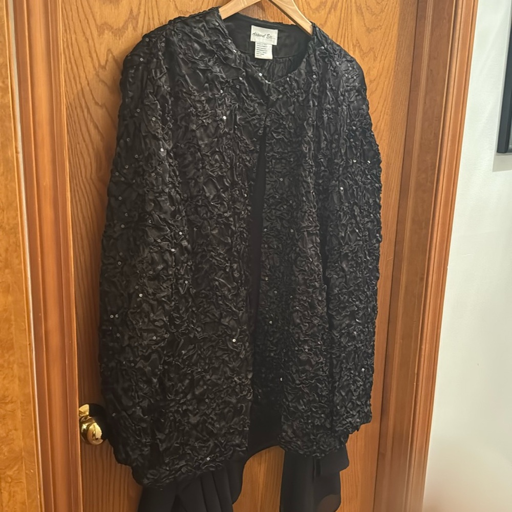 Small sequins/ glittery jacket and plain ruffled skirt